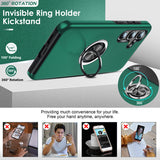 LeYi for Samsung Galaxy S25 Case with Glass Screen Protector, Shockproof Heavy Duty Protective Slim Fit Samsung Galaxy S25 Cell Phone Case Cover with Rotatable Ring Holder Magnetic Kickstand for Women