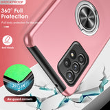 LeYi for Samsung Galaxy A52 5G Case with Glass Screen Protector, Shockproof Heavy Duty Protective Slim Fit Samsung Galaxy A52 5G Cell Phone Case Cover with Rotatable Ring Holder Magnetic Kickstand for Women