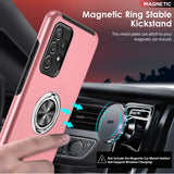 LeYi for Samsung Galaxy A52 5G Case with Glass Screen Protector, Shockproof Heavy Duty Protective Slim Fit Samsung Galaxy A52 5G Cell Phone Case Cover with Rotatable Ring Holder Magnetic Kickstand for Women