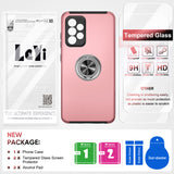 LeYi for Samsung Galaxy A52 5G Case with Glass Screen Protector, Shockproof Heavy Duty Protective Slim Fit Samsung Galaxy A52 5G Cell Phone Case Cover with Rotatable Ring Holder Magnetic Kickstand for Women