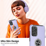 LeYi for Samsung Galaxy A52 5G Case with Glass Screen Protector, Shockproof Heavy Duty Protective Slim Fit Samsung Galaxy A52 5G Cell Phone Case Cover with Rotatable Ring Holder Magnetic Kickstand for Women