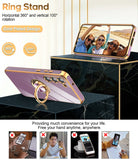 LeYi for Samsung Galaxy S23 Case: with 2 Pack Tempered Glass Screen Protector and Rotatable Ring Holder Magnetic Kickstand, Plating Rose Gold Edge Case