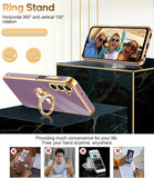 LeYi for Samsung Galaxy A15 5G Case: with 2 Pack Tempered Glass Screen Protector and Rotatable Ring Holder Magnetic Kickstand, Plating Rose Gold Edge Case