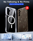 LeYi for Samsung Galaxy S25 Case: Crystal Clear [Anti-Yellowing][Magnet Fit] with Screen Protector, Translucent & Military-Grade Protection Funda para S 25 5G