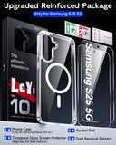LeYi for Samsung Galaxy S25 Case: Crystal Clear [Anti-Yellowing][Magnet Fit] with Screen Protector, Translucent & Military-Grade Protection Funda para S 25 5G