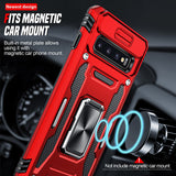 LeYi for Samsung Galaxy S10 Phone Case, with Camera Lens Cover Slider, Ring Stand Holder Military Grade Protective Shockproof Armour Cover for Samsung S10
