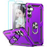 LeYi for Samsung Galaxy A16 Phone Case, Samsung A16 Phone Case with Glass Screen Protector Replacement, Military-Grade Shockproof Magnetic Ring Stand Cell Android Case Cover