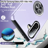 LeYi for Samsung Galaxy A37 5G Case with Glass Screen Protector and Lens Protector, Shockproof Heavy Duty Protective Slim Fit Samsung Galaxy A37 5G Cell Phone Case Cover with Rotatable Ring Holder Magnetic Kickstand for Women