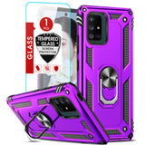 LeYi for Samsung Galaxy A71 5G Phone Case, Samsung A71 5G Phone Case with Glass Screen Protector Replacement, Military-Grade Shockproof Magnetic Ring Stand Cell Android Case Cover