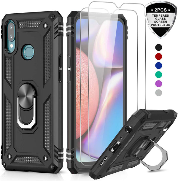 LeYi Samsung Galaxy A10S Case (Not Fit A10) with Tempered Glass Screen Protector [2 Pack], [Military Grade] Defender Protective Phone Case