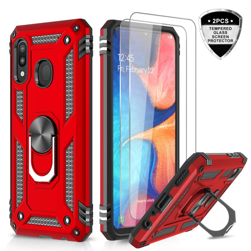 LeYi for Samsung Galaxy M20 Case with Tempered Glass Screen Protector(2 Pack),Magnetic Ring Holder [Military Grade] Protective Silicone Shockproof