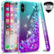 LeYi Case for iPhone XS/iPhone X with Glass Screen Protector [2 pack], 3D Glitter Liquid Cute Personalised Clear Silicone Gel Shockproof Phone Cover