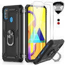 LeYi for Samsung Galaxy M30s Case with Tempered Glass Screen Protector(2 Pack),Magnetic Ring Holder [Military Grade] Protective Silicone Shockproof