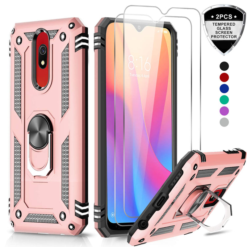 LeYi for Xiaomi Redmi 8/Redmi 8A Case with HD Screen Protector(1 Pack),Ring Holder [Military Grade] Protective Silicone Shockproof Tough Armour Cover