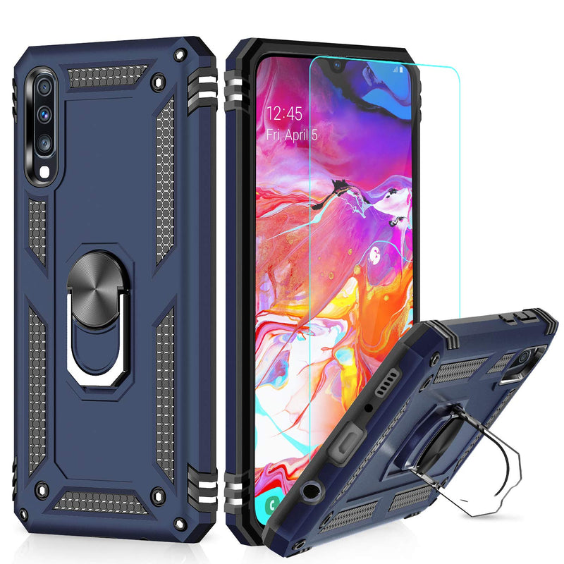 LeYi Galaxy A70/A70S Case with Ring Holder,Full Body Protective Silicone TPU Personalised Shockproof Tough Armour Phone Cover with 2 Tempered Glass