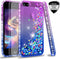 iPhone 5S Case, iPhone SE Case with [2 Pack] Tempered Glass Screen Protector, LeYi Glitter Bling Liquid Quicksand TPU Protective Case