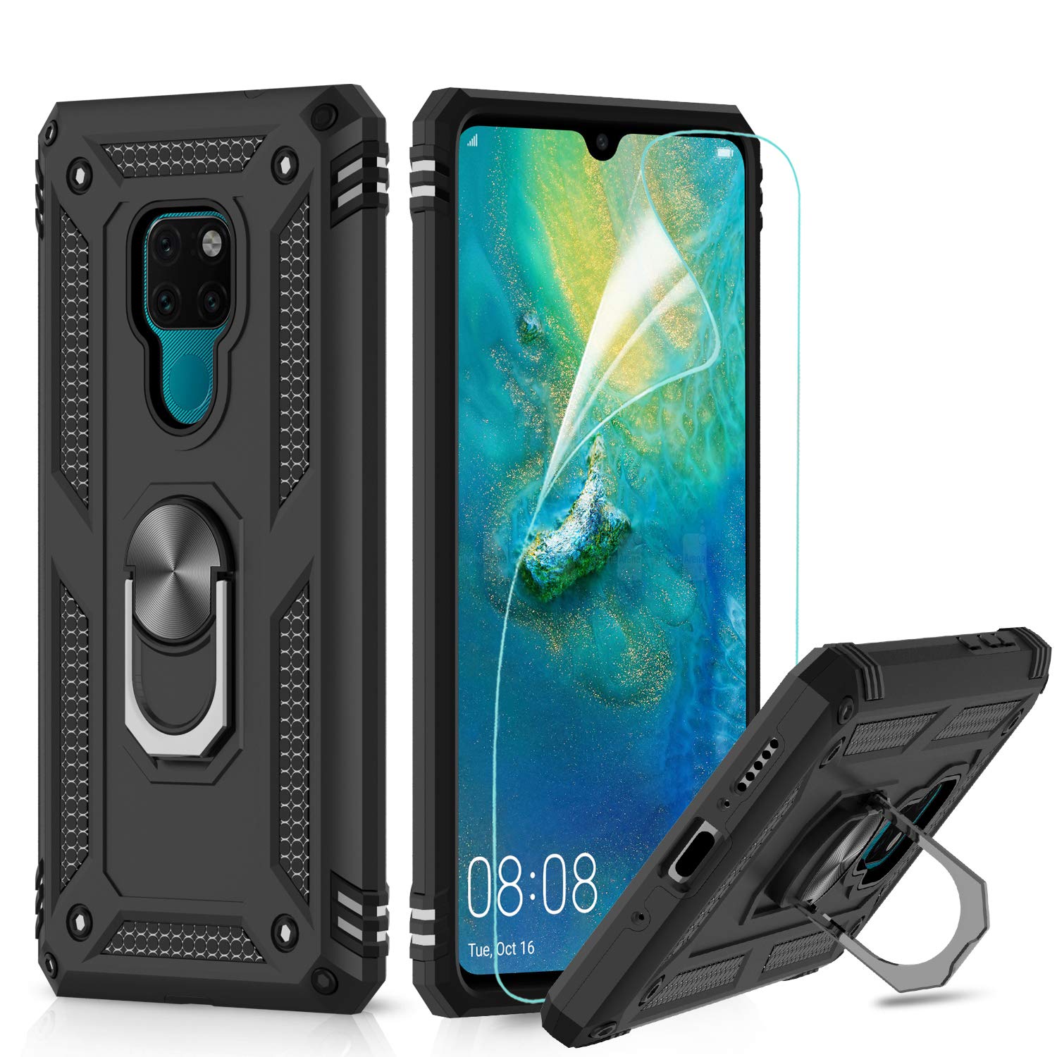 Huawei Mate 20 Lite Funda, Huawei Mate 20 Lite Stand Case, Huawei Mate 20  Lite Ring Holder Case, Finger Loop Case with 360 Degree Rotatory Ring Stand