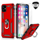 LeYi iPhone 11 Case with Tempered Glass Screen Protector [2 Pack], Military Grade Armor Phone Cover Case with Ring Magnetic Car Mount Kickstand