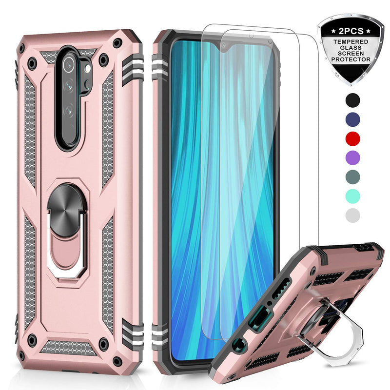 LeYi for Xiaomi Redmi Note 8 Pro Case and Tempered Glass Screen Protector(2 Pack),Ring Holder [Military Grade] Protective Silicone TPU Shockproof