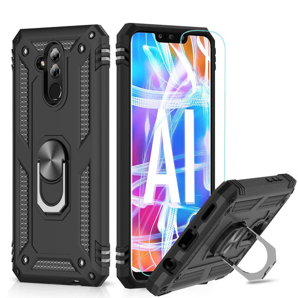 LeYi for Huawei Mate 20 Lite Case with Magnetic Ring Holder, Full Body Protective [Military Grade] Silicone TPU Personalised Shockproof Armour,Black