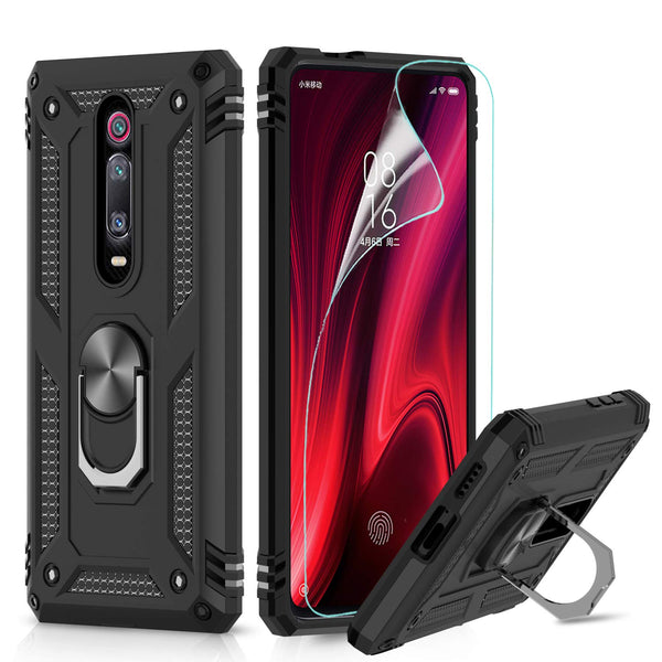 LeYi for Xiaomi Mi 9T/Mi 9T Pro Case, Redmi K20 Pro/K20 case and Screen Protector, Magnetic Ring Holder [Military Grade] Protective Silicone ,Black