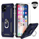 LeYi iPhone 11 Case with Tempered Glass Screen Protector [2 Pack], Military Grade Armor Phone Cover Case with Ring Magnetic Car Mount Kickstand