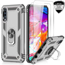 LeYi Galaxy A70/A70S Case with Ring Holder,Full Body Protective Silicone TPU Personalised Shockproof Tough Armour Phone Cover with 2 Tempered Glass