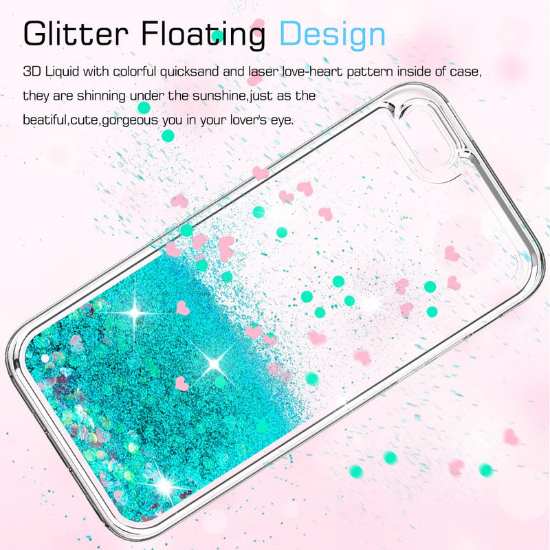 iPhone 5S Case, iPhone SE Case with [2 Pack] Tempered Glass Screen Protector, LeYi Glitter Bling Liquid Quicksand TPU Protective Case