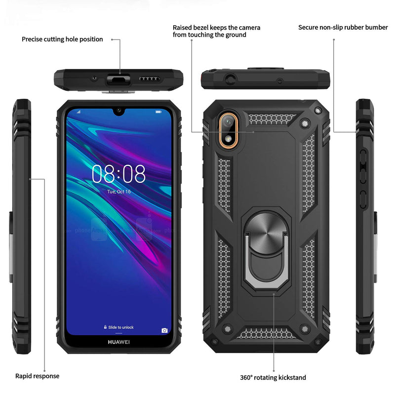 LeYi for Huawei Y5 2019 Case with Magnetic Ring Holder, Full Body Protective [Military Grade] Silicone TPU Personalised Shockproof Armour Phone Cover