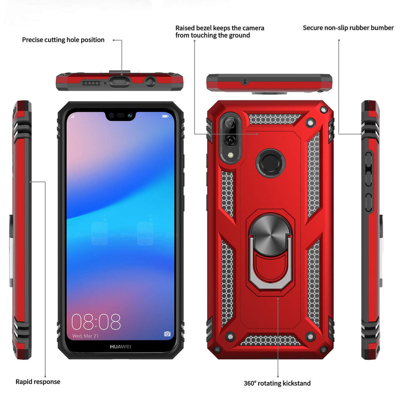 LeYi Huawei P20 Lite Case with Ring Holder Kickstand,Full Body Protective Silicone TPU Gel Personalised Shockproof Tough Armour Phone Cover