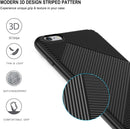 iPhone 6 Plus Case, iPhone 6s Plus Case with Tempered Glass Screen Protector [2 Pack], LeYi 3D Stripe Carbon Fiber Design Slim Silicone , Matte Black