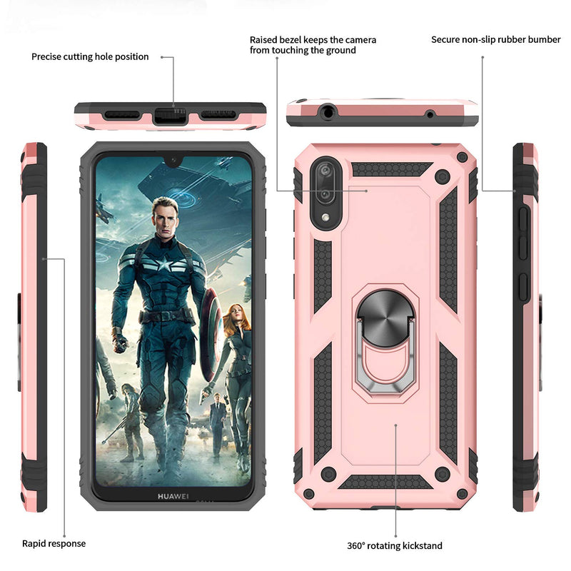 LeYi Case for Huawei Y7 2019 with Ring Holder Kickstand, Full Body Protective Silicone TPU Gel Personalised Shockproof Tough Armour Phone Cover