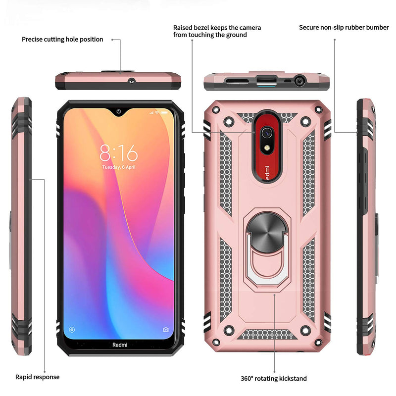 LeYi for Xiaomi Redmi 8/Redmi 8A Case with HD Screen Protector(1 Pack),Ring Holder [Military Grade] Protective Silicone Shockproof Tough Armour Cover