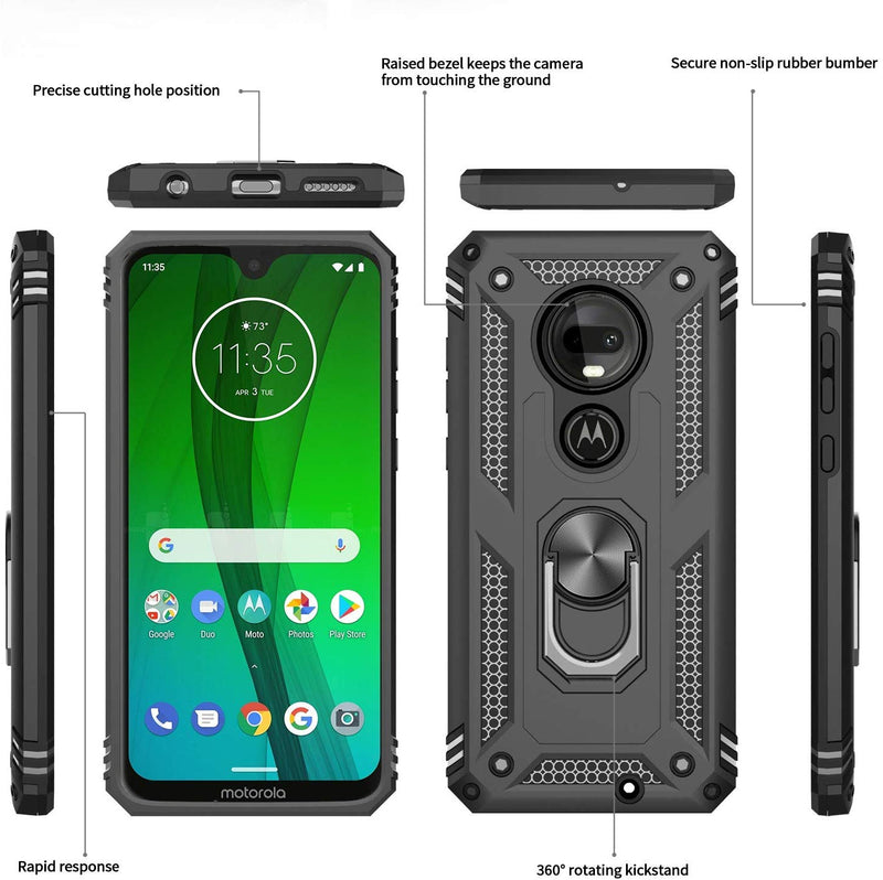 LeYi Moto G7 Case, Moto G7 Plus Case (Not Fit G7 Power/G7 Play) with Tempered Glass Screen Protector [2 Pack], [Military Grade] Defender Phone Case