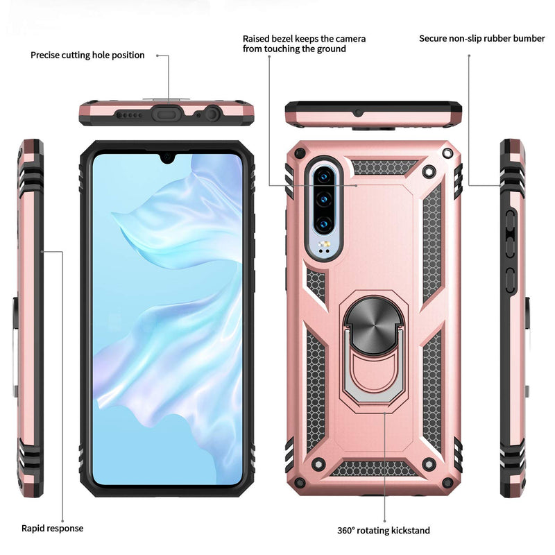 LeYi Huawei P30 Case with Ring Holder Kickstand, Full Body Protective Silicone TPU Personalised Shockproof Tough Armour Phone Cover with Screen