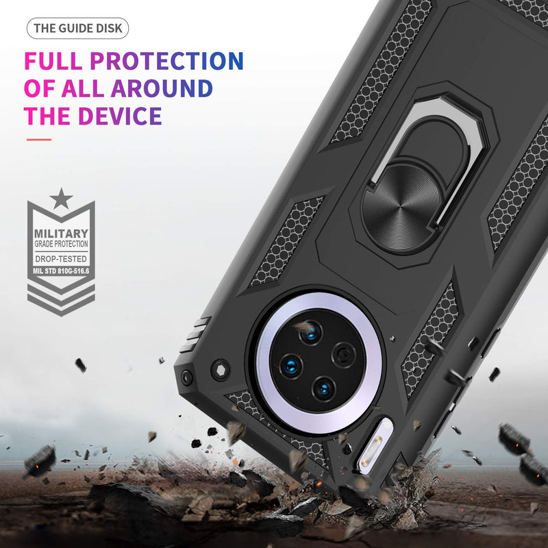 LeYi for Huawei Mate 30 Case with Magnetic Ring Holder, Full Body Protective [Military Grade] Silicone TPU Personalised Shockproof Armour Phone Cover