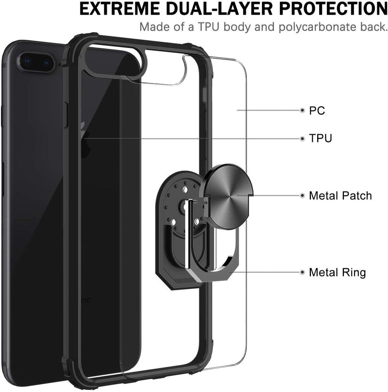 iPhone 8 Plus Case, iPhone 7 Plus Case, iPhone 6 Plus Case with Tempered Glass Screen Protector, LeYi Military Grade Clear Crystal Phone Case