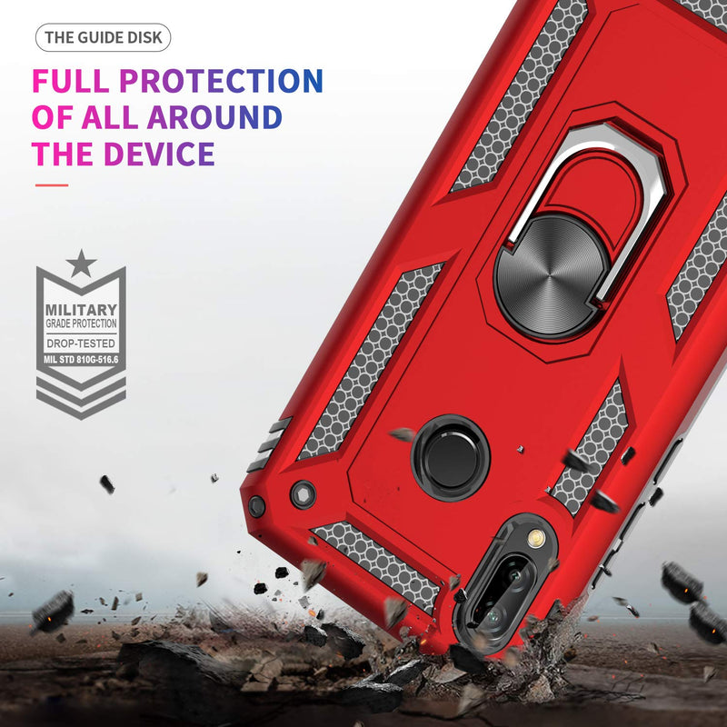 LeYi Xiaomi Redmi Note 7 Case with Ring Holder Kickstand, Full Body Protective Silicone TPU Gel Shockproof Tough Armour Cover with Screen Protector