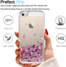 iPhone 5S Case, iPhone SE Case with [2 Pack] Tempered Glass Screen Protector, LeYi Glitter Bling Liquid Quicksand TPU Protective Case