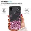 LeYi Case for iPhone XS Max with Glass Screen Protector [2 pack], Glitter Liquid Flowing Clear Transparent Diamond Personalise TPU Gel Silicone