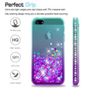 iPhone 5S Case, iPhone SE Case with [2 Pack] Tempered Glass Screen Protector, LeYi Glitter Bling Liquid Quicksand TPU Protective Case