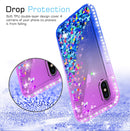 LeYi Case for iPhone XS/iPhone X with Glass Screen Protector [2 pack], 3D Glitter Liquid Cute Personalised Clear Silicone Gel Shockproof Phone Cover