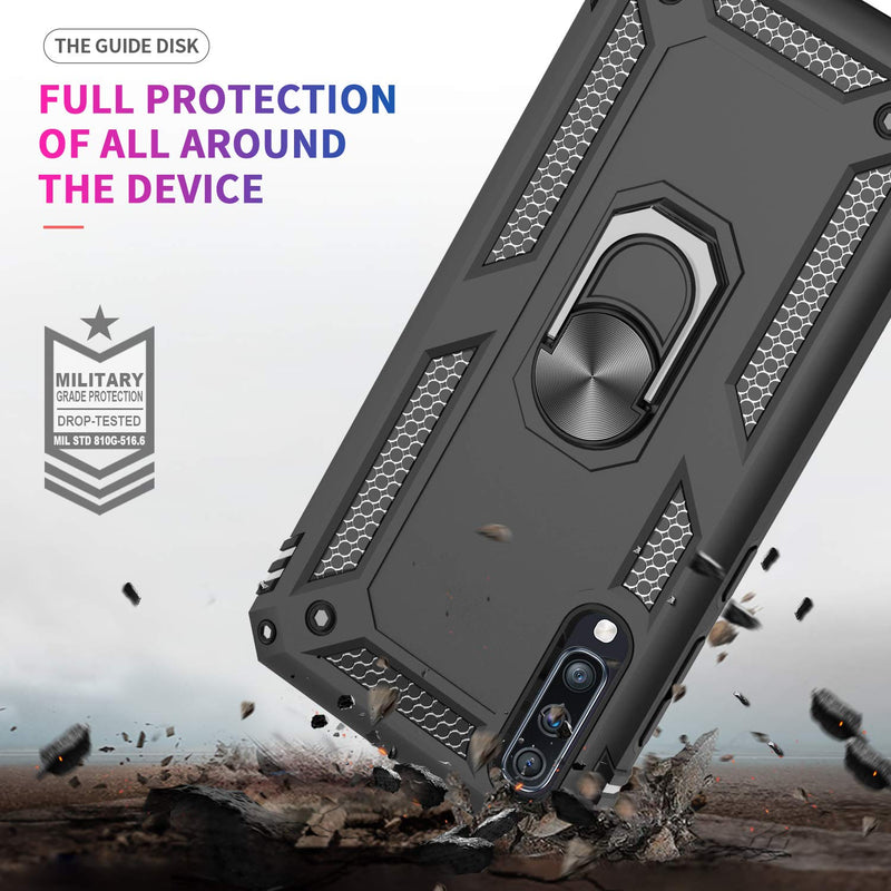LeYi for Samsung Galaxy A90 5G Case with HD Screen Protector, Magnetic Ring Holder [Military Grade] Protective Silicone Shockproof Tough Armour Cover