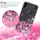 LeYi Case for iPhone XS Max with Glass Screen Protector [2 pack], Glitter Liquid Flowing Clear Transparent Diamond Personalise TPU Gel Silicone