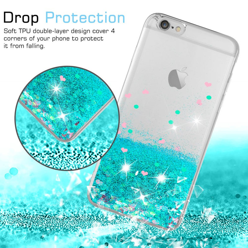 iPhone 8 Plus Case, iPhone 7 Plus Case, iPhone 6 Plus Clear Glitter Case with Tempered Glass Screen Protector [2 Pack] for Girls , LeYi Phone Case