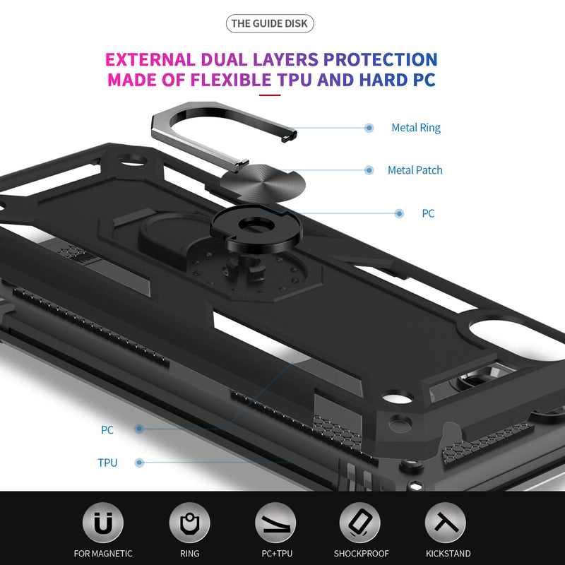 LeYi for Huawei Y5 2019 Case with Magnetic Ring Holder, Full Body Protective [Military Grade] Silicone TPU Personalised Shockproof Armour Phone Cover