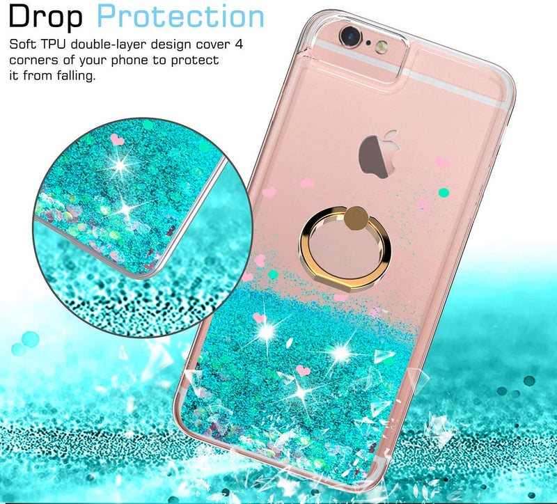 iPhone 6s / 6 Case, iPhone 7 Case, iPhone 8 Glitter Case with Tempered Glass Screen Protector [2Pack] ,LeYi Moving Quicksand Clear Case
