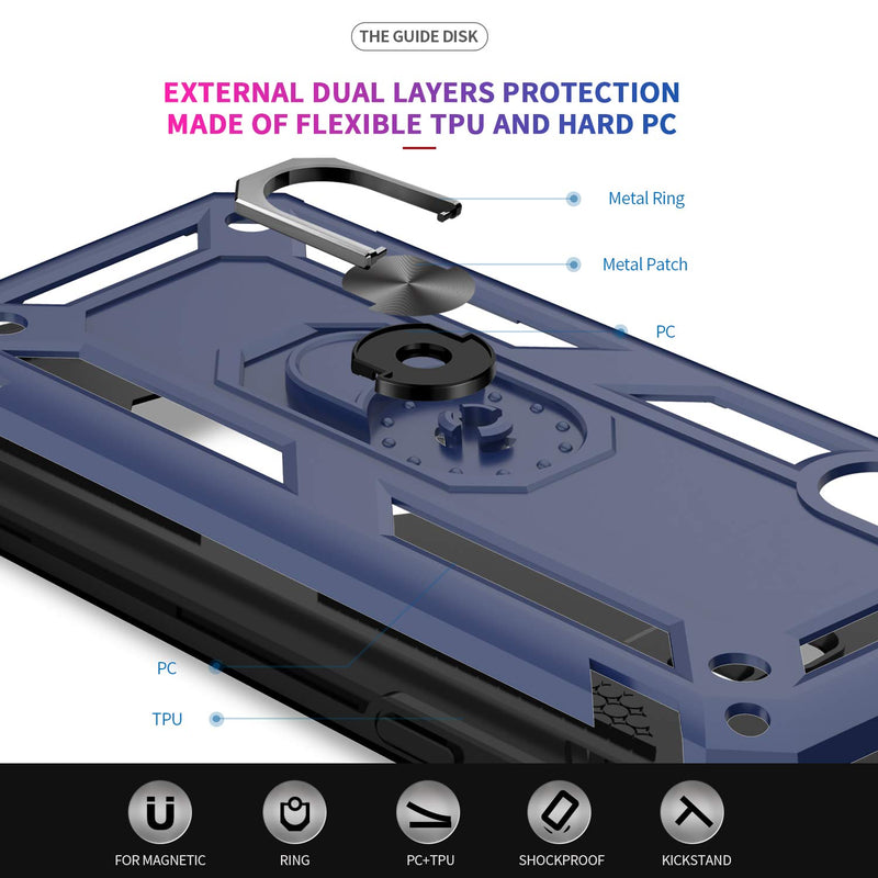 LeYi Case for Huawei Y7 2019 with Ring Holder Kickstand, Full Body Protective Silicone TPU Gel Personalised Shockproof Tough Armour Phone Cover