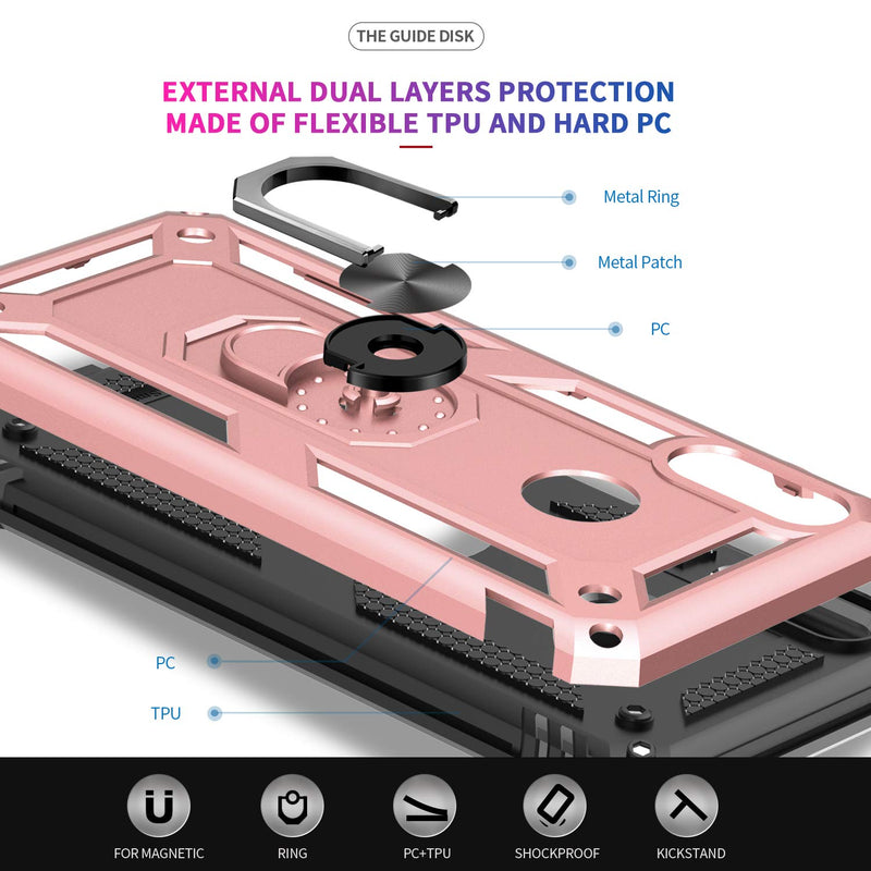 LeYi Huawei Y6 2019 Case/Honor 8A with Ring Holder, Full Body Protective Silicone TPU Shockproof Tough Armour Phone Cover and 2 Tempered Glass Screen