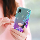 LeYi Case for iPhone XR with Glass Screen Protector [2 pack], Glitter Liquid Flowing Clear Transparent Diamond Personalise TPU Gel Silicone Shockproof